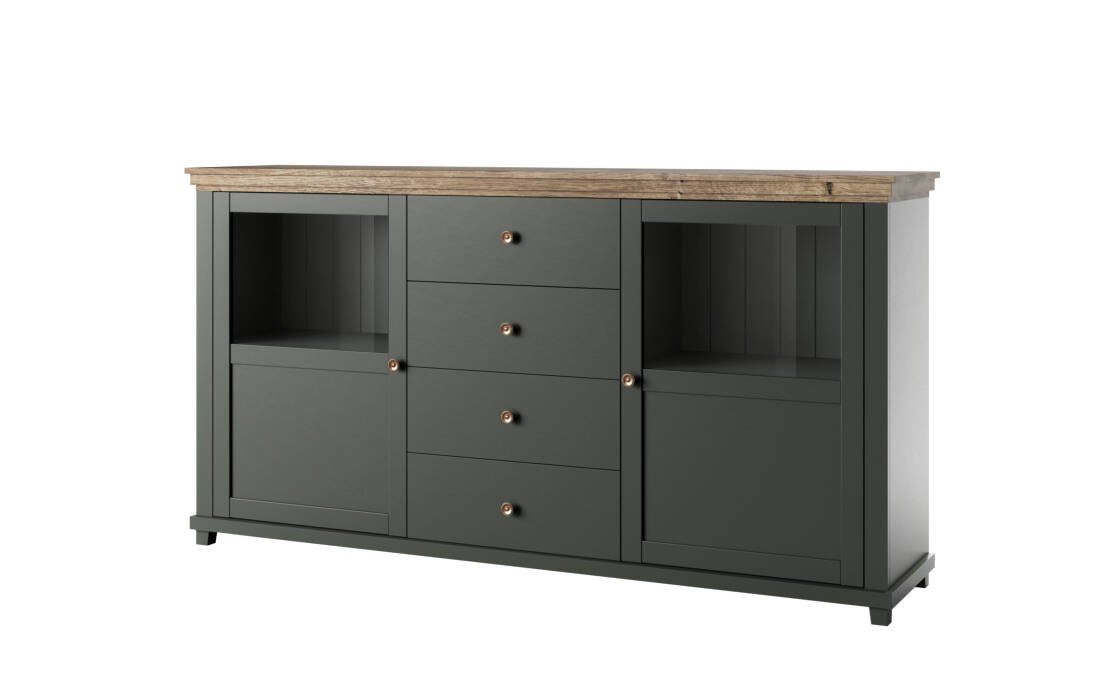 Evora WM chest of drawers, 2 drawers, green / Lefkas oak