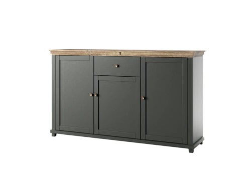 Evora WM chest of drawers, 3D1S, green / Lefkas oak
