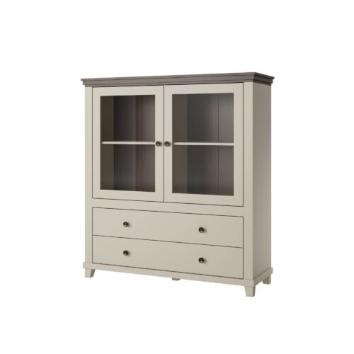 Evora WM – High chest of drawers, 2 drawers, light beige, oak, Dunin