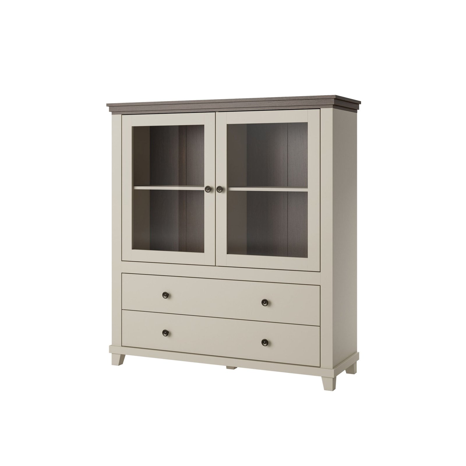 Evora WM - High chest of drawers, 2 drawers, light beige, oak, Dunin
