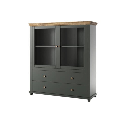 Evora WM tall chest of drawers, 2 drawers, green / Lefkas oak