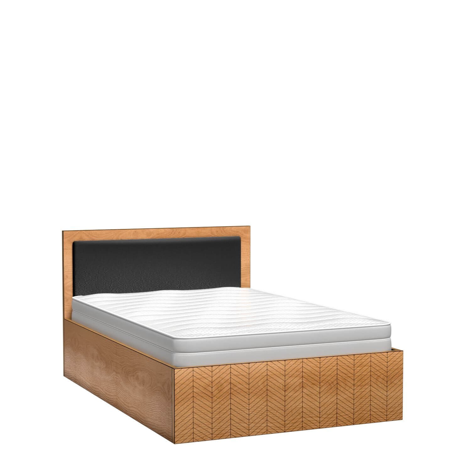 FONTI-12 - Bed with frame 140x200 cm, caramel oak color