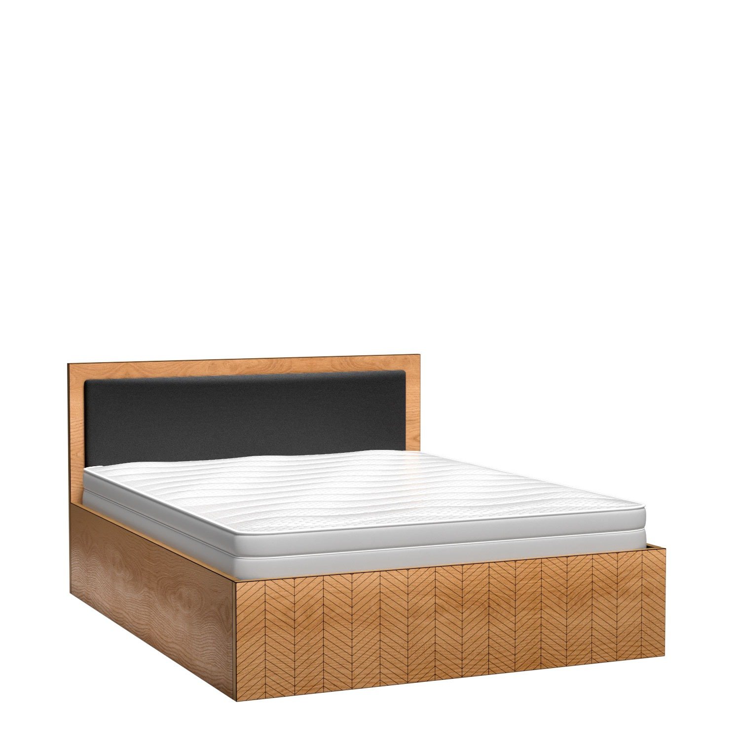 FONTI-12 - Bed with frame 160x200 cm, caramel oak color