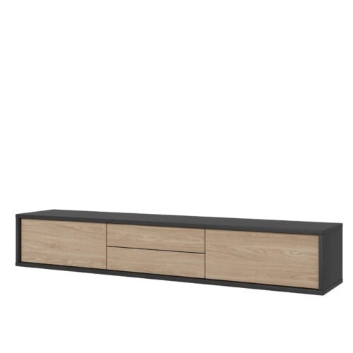Frida – TV cabinet 2D2S anthracite matt oiled oak