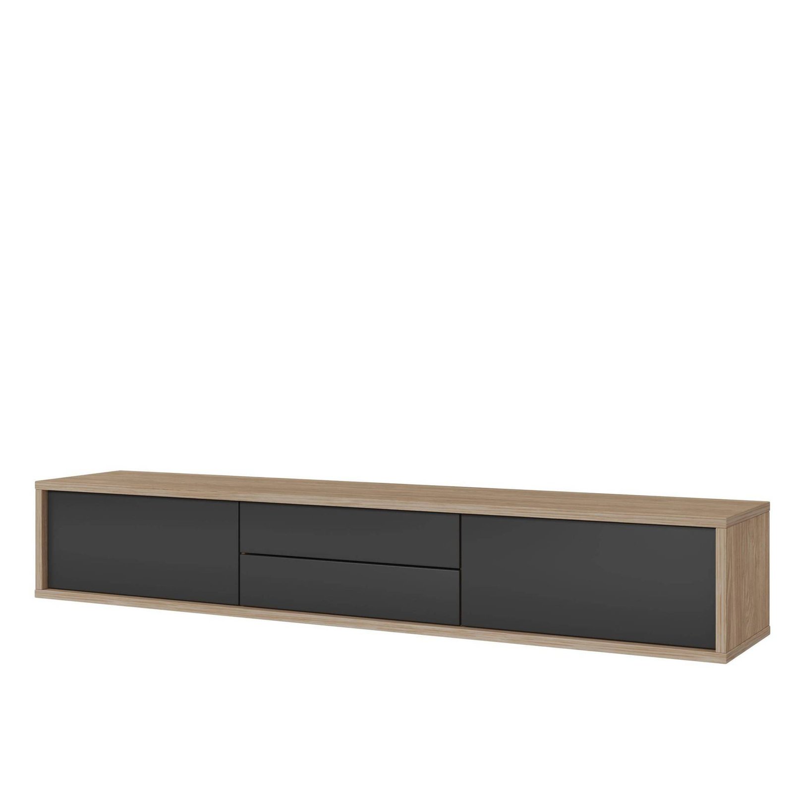 Frida - TV cabinet 2D2S, oiled oak, anthracite color, matte