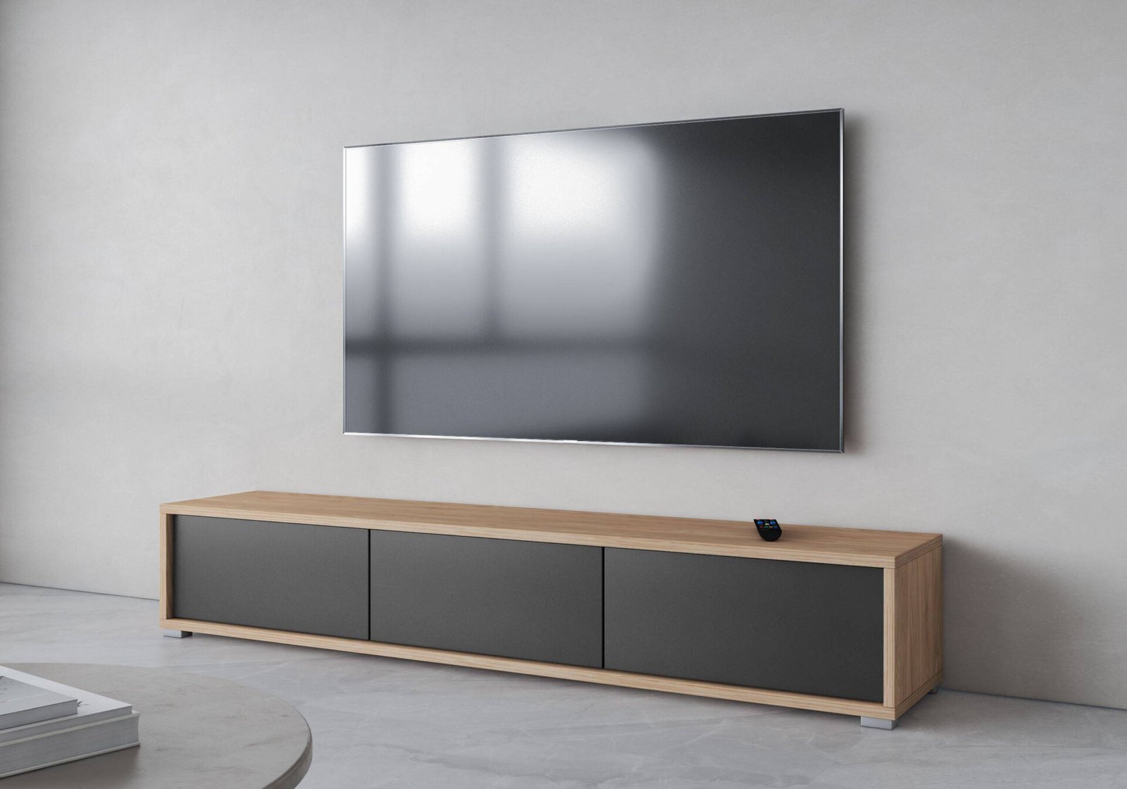 Frida - 3-door TV cabinet, oiled oak, matte anthracite color - Image 5