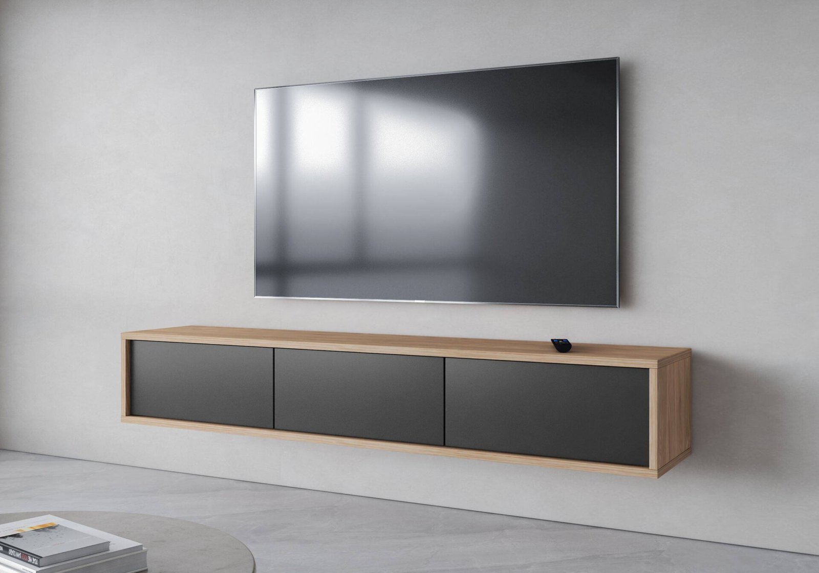 Frida - 3-door TV cabinet, oiled oak, matte anthracite color - Image 6