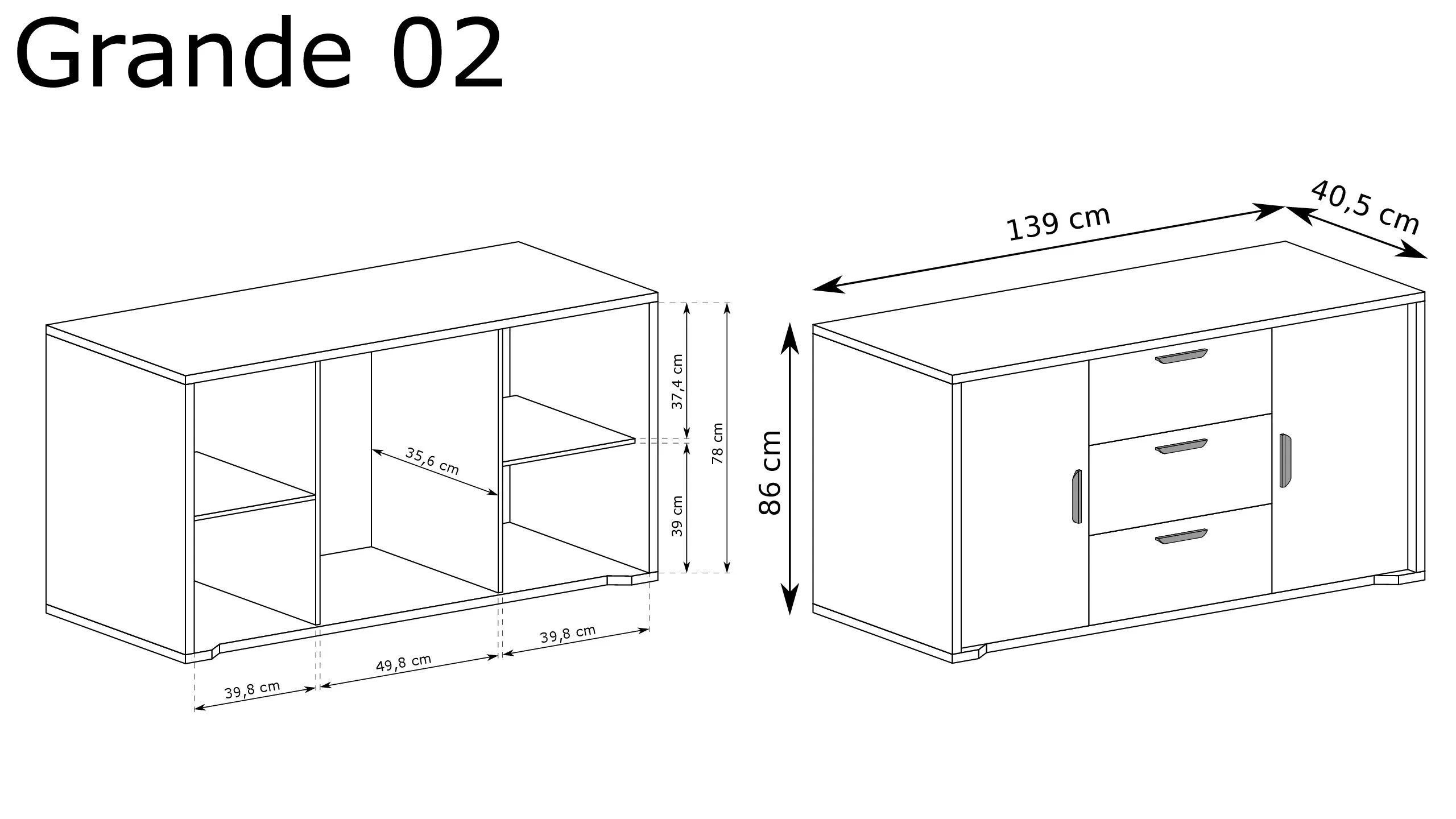 GRANDE-2 - Chest of drawers 2D3S Cremona Oak - Image 2