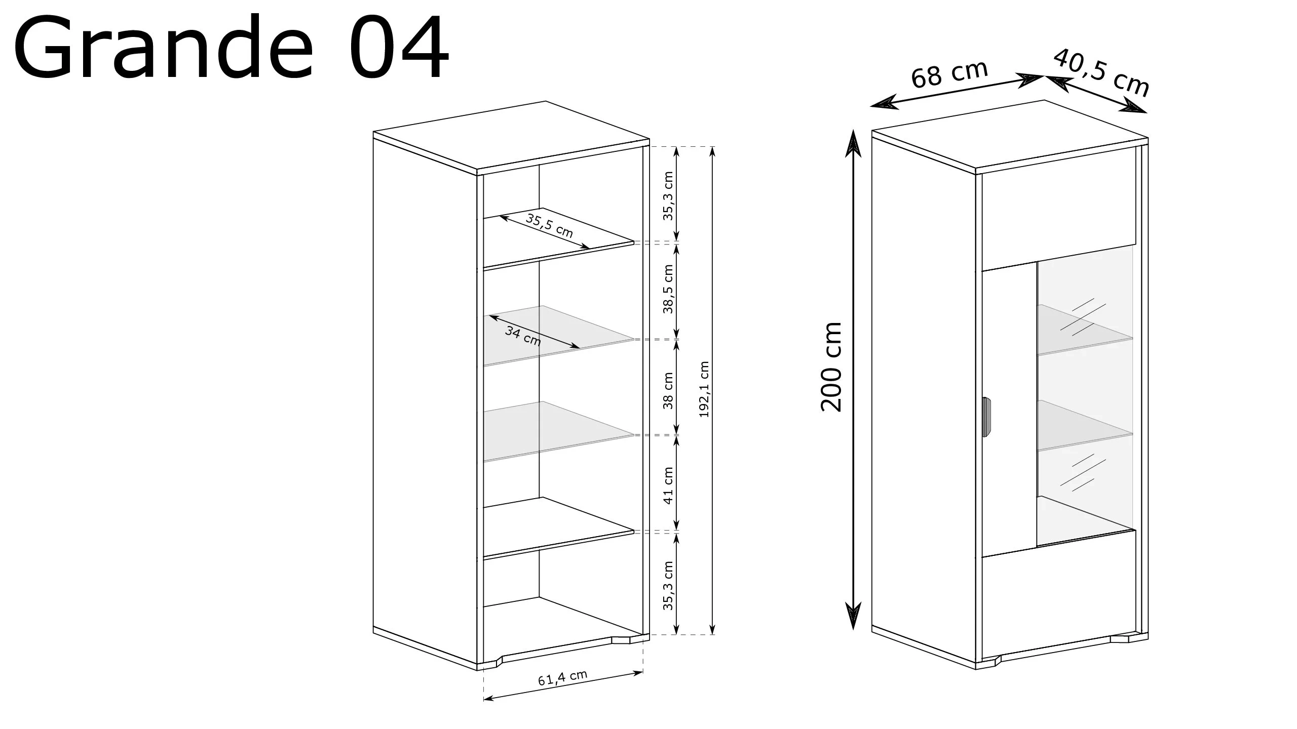 GRANDE-4 - Single-door display cabinet, Cremona oak - Image 2