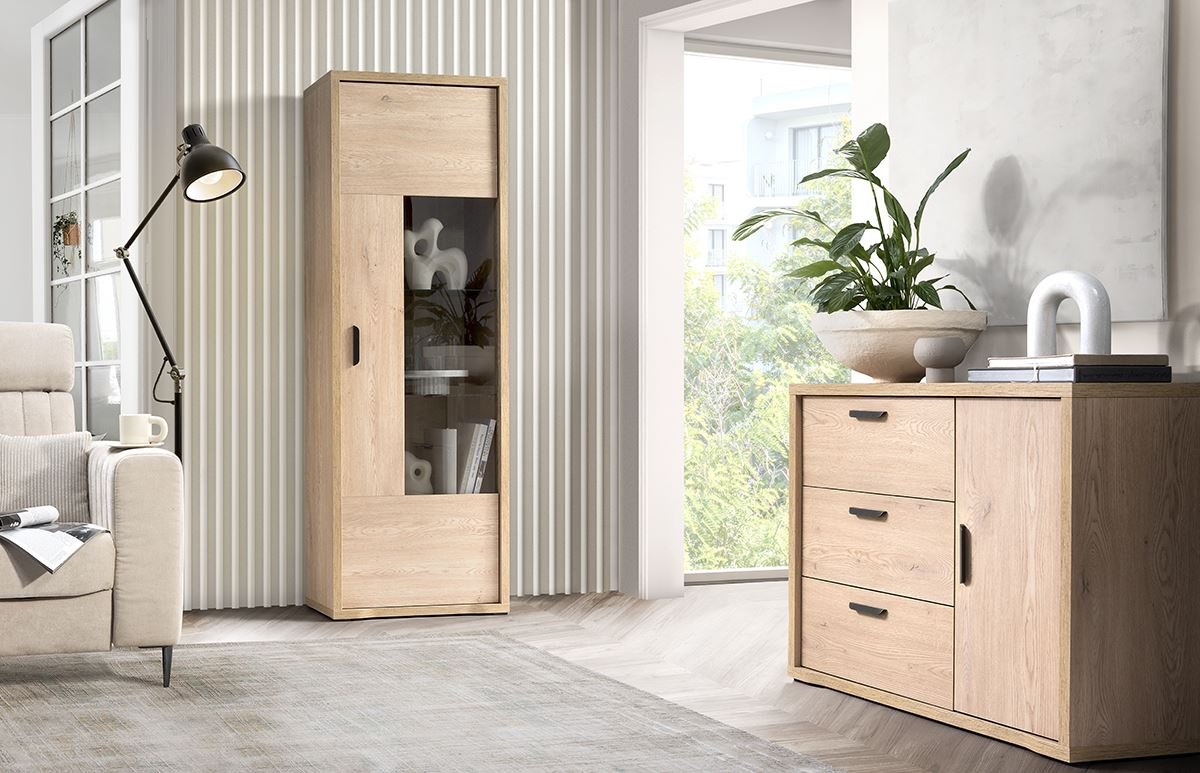 GRANDE-4 - Single-door display cabinet, Cremona oak - Image 7