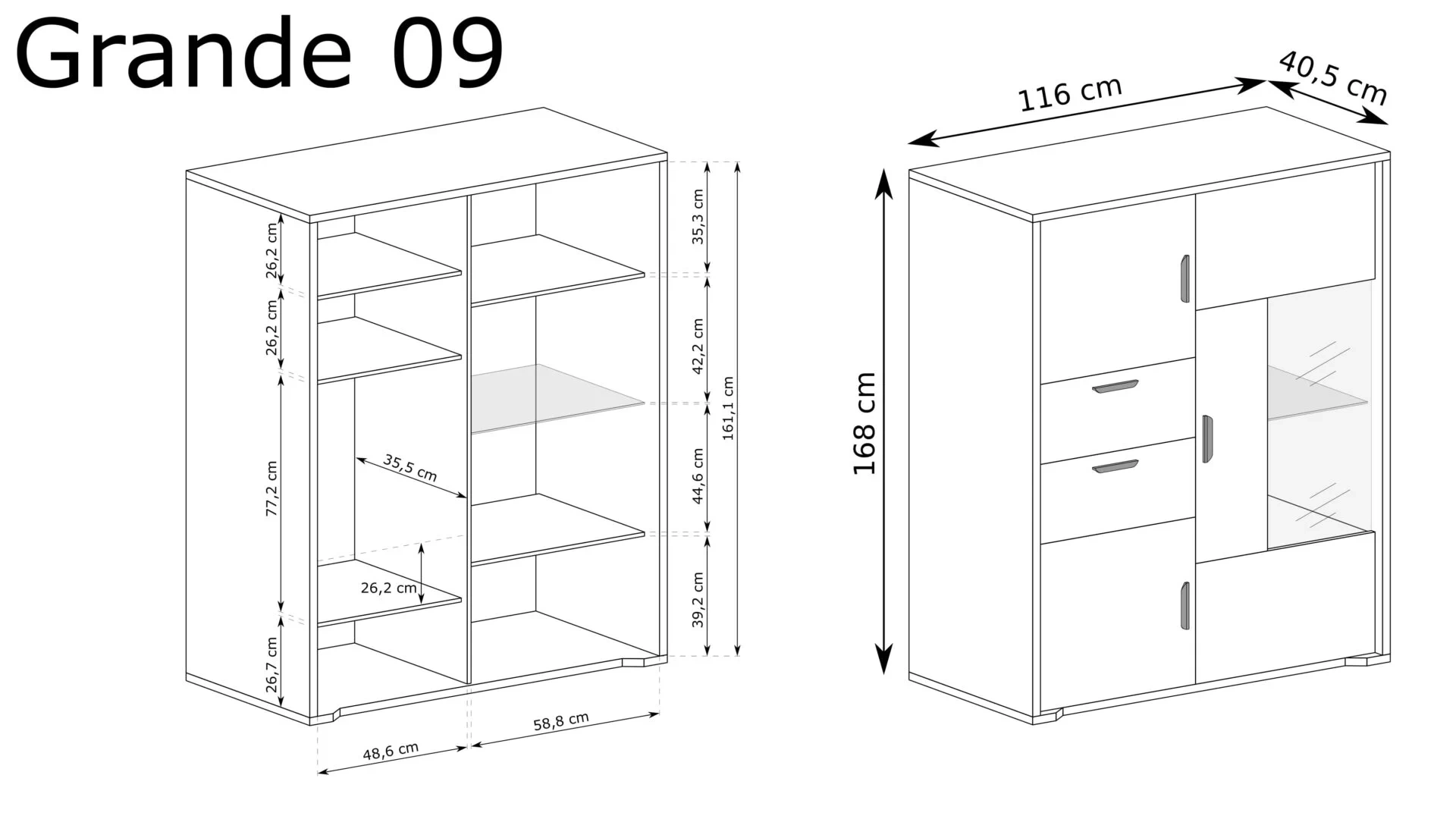 GRANDE-9 - 3D2S display cabinet, Cremona oak color - Image 2