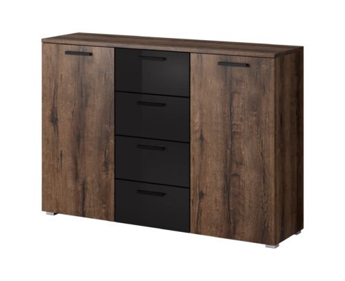 Galaxy chest of drawers, 2D4S, Monastery Oak / glossy black