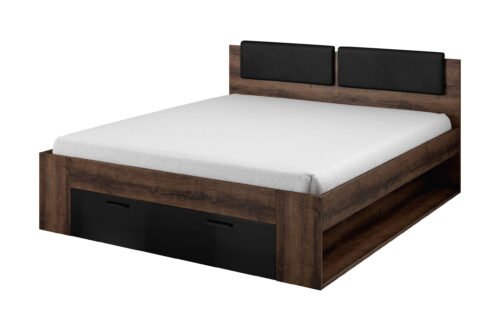 Galaxy bed 180/200 cm with drawer, Monster Oak / glossy black