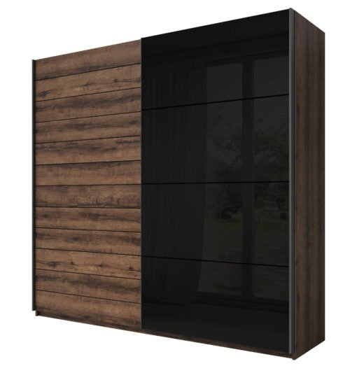 Galaxy wardrobe, 2 doors, 200 cm, Monster Oak / glossy black