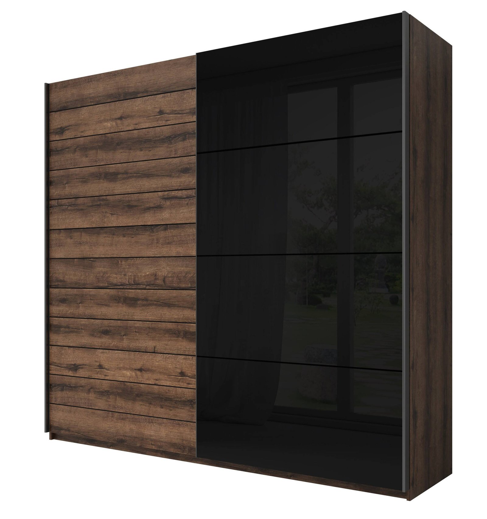 Galaxy wardrobe, 2 doors, 220 cm, Monster Oak / glossy black