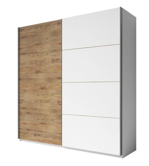 Galaxy – 2-door sliding wardrobe, 270 cm, white / oak, Beaufort