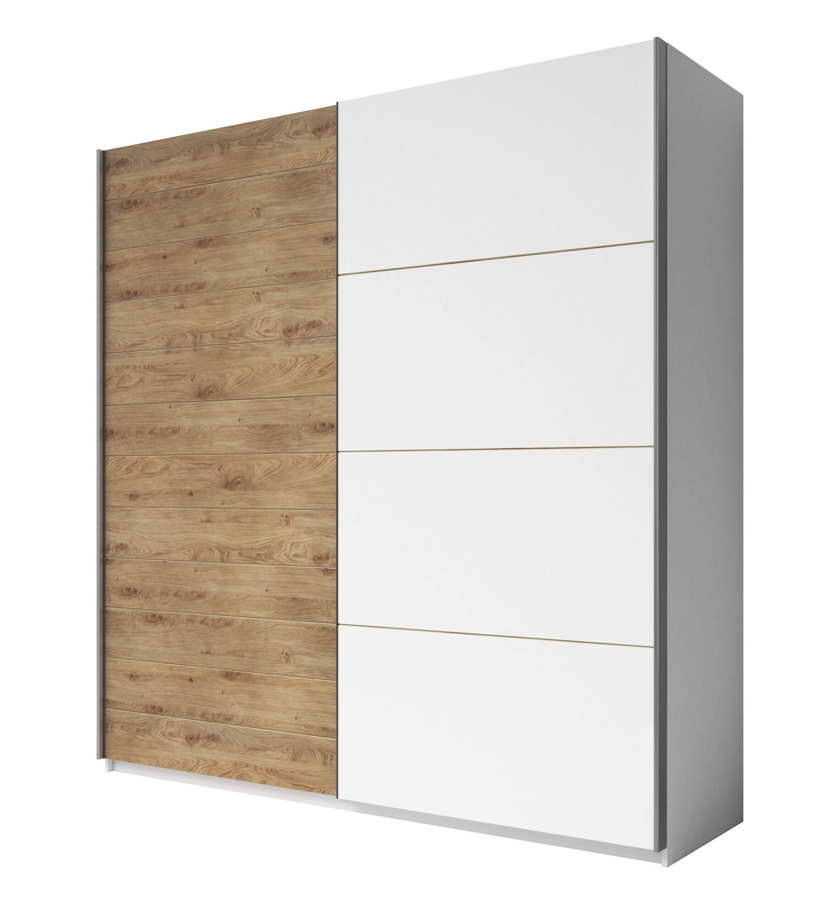 Galaxy - 2-door sliding wardrobe, 270 cm, white / oak, Beaufort
