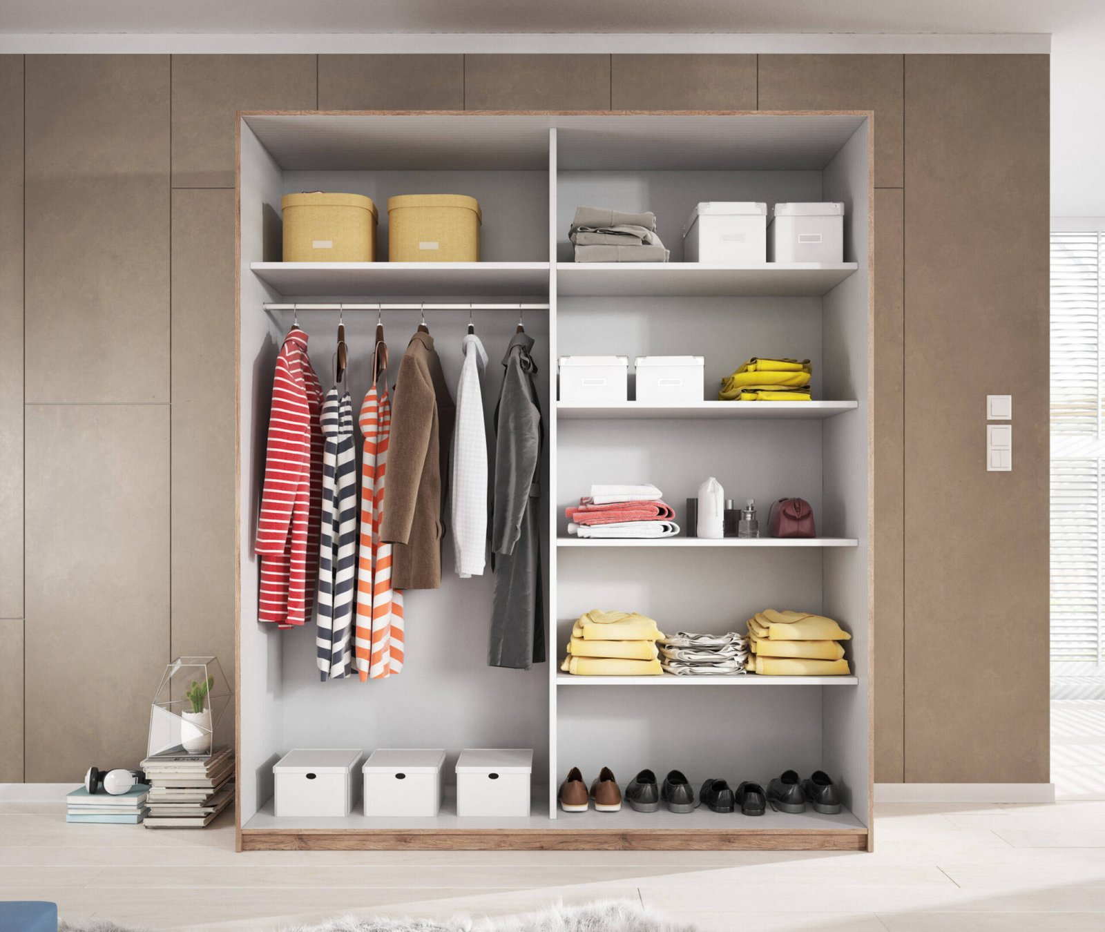 Galaxy - 2-door sliding wardrobe, 270 cm, white / oak, Beaufort - Image 3