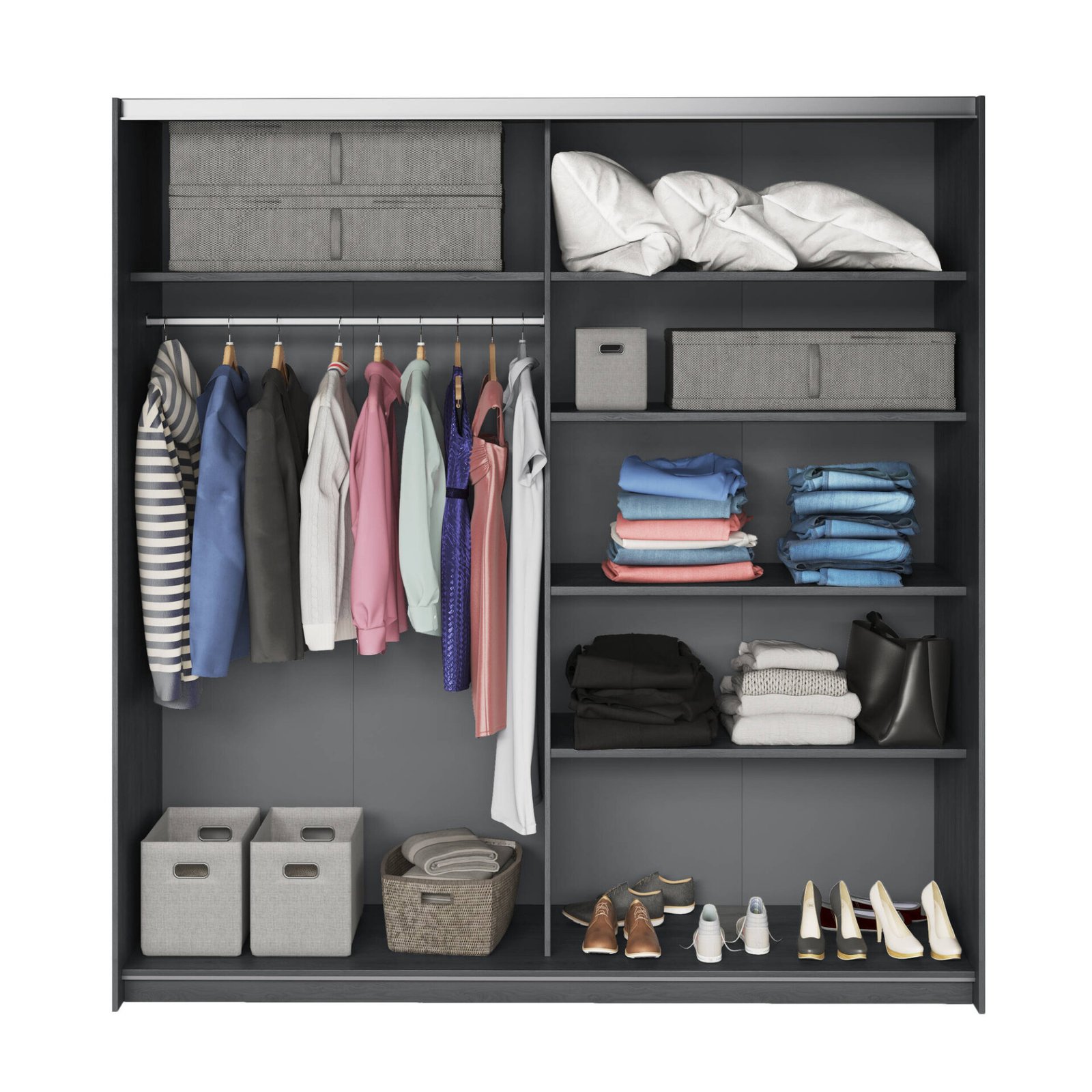Galaxy - 2-door sliding wardrobe with mirror, 200 cm, carbon fiber - Image 2