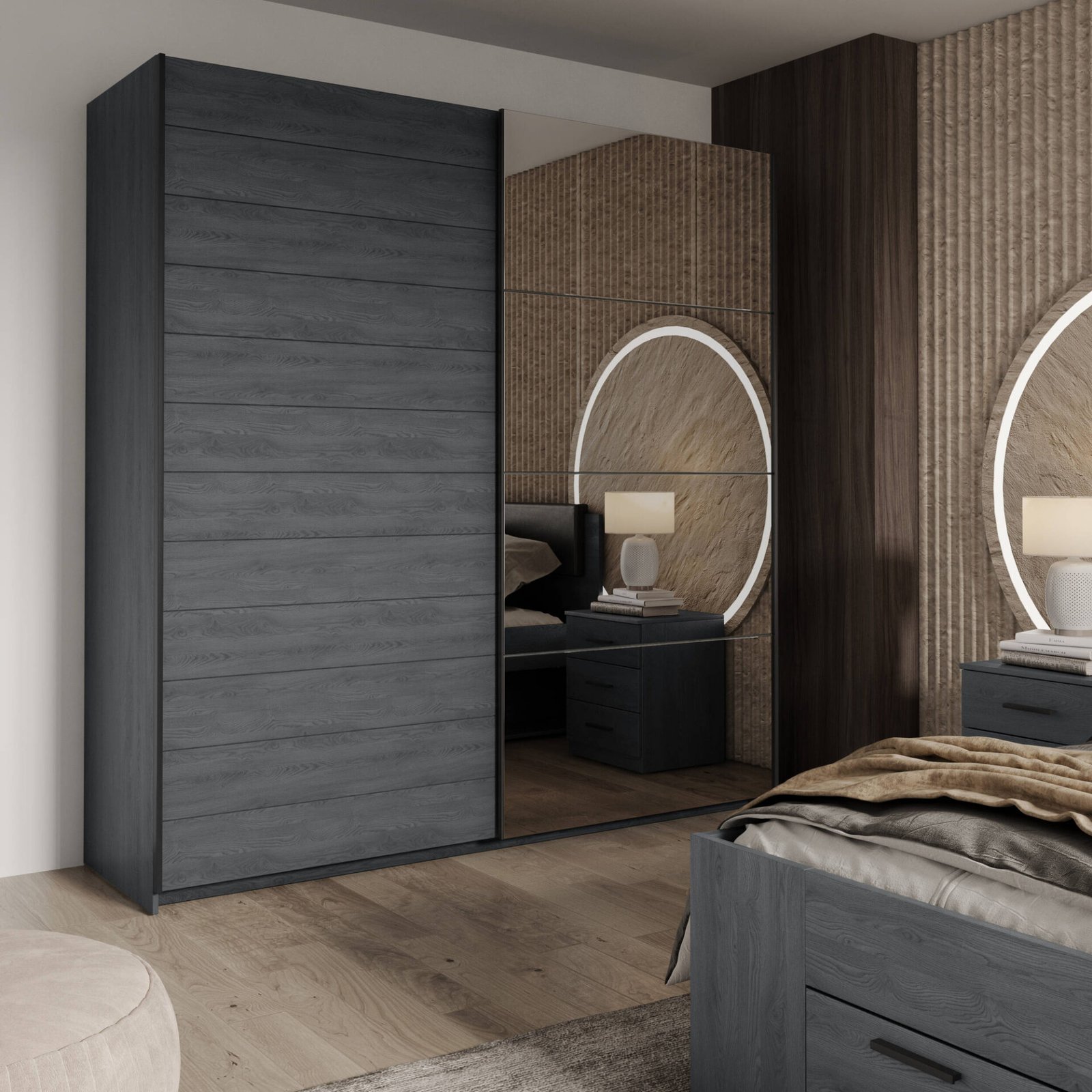 Galaxy - 2-door sliding wardrobe with mirror, 200 cm, carbon fiber - Image 4
