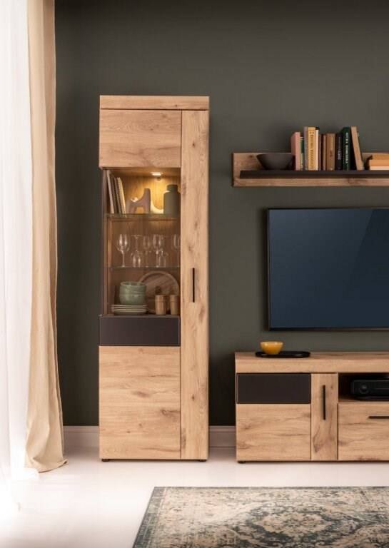 Grano GRNV01L – 1-door display cabinet Viking Oak/Space Gray - Image 3