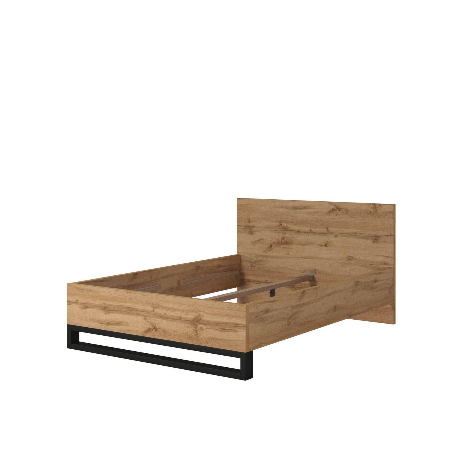 Halle S – Bed 140x200 cm, Wotan oak, matte black
