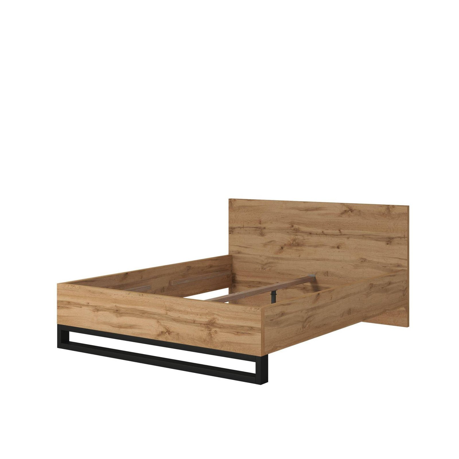 Halle S – Bed 160x200 cm, Wotan oak, matte black