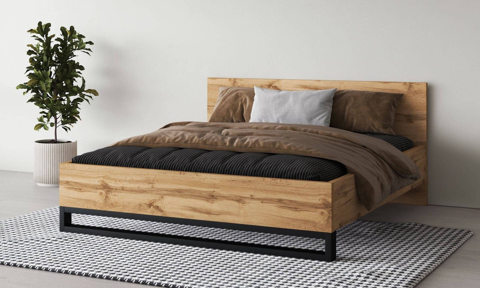 Halle S – Bed 180x200 cm, Wotan oak, matte black - Image 2