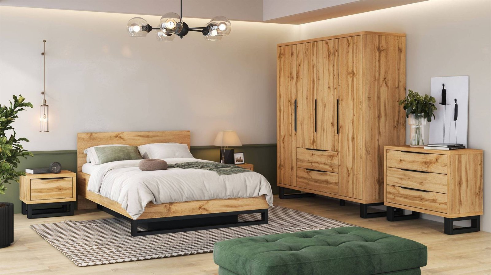 Halle S – Bed 180x200 cm, Wotan oak, matte black - Image 5