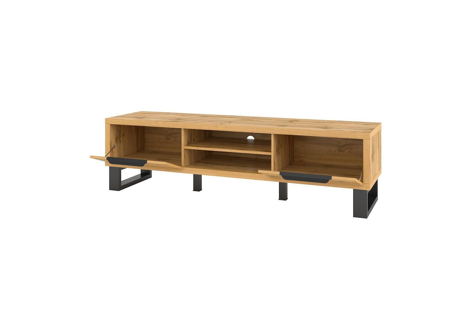 Halle WM TV cabinet with 2 drawers, large, oak color, Wotan - Image 2