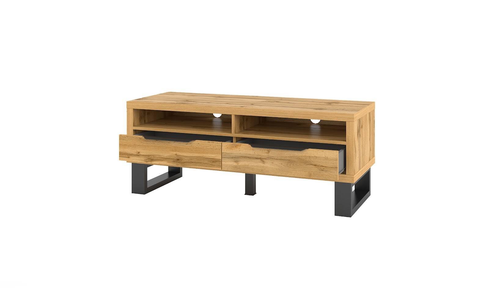 Halle WM TV cabinet with 2 drawers, small, oak color, Wotan - Image 3