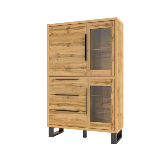 Halle WM 3D3S display cabinet, oak color, Wotan
