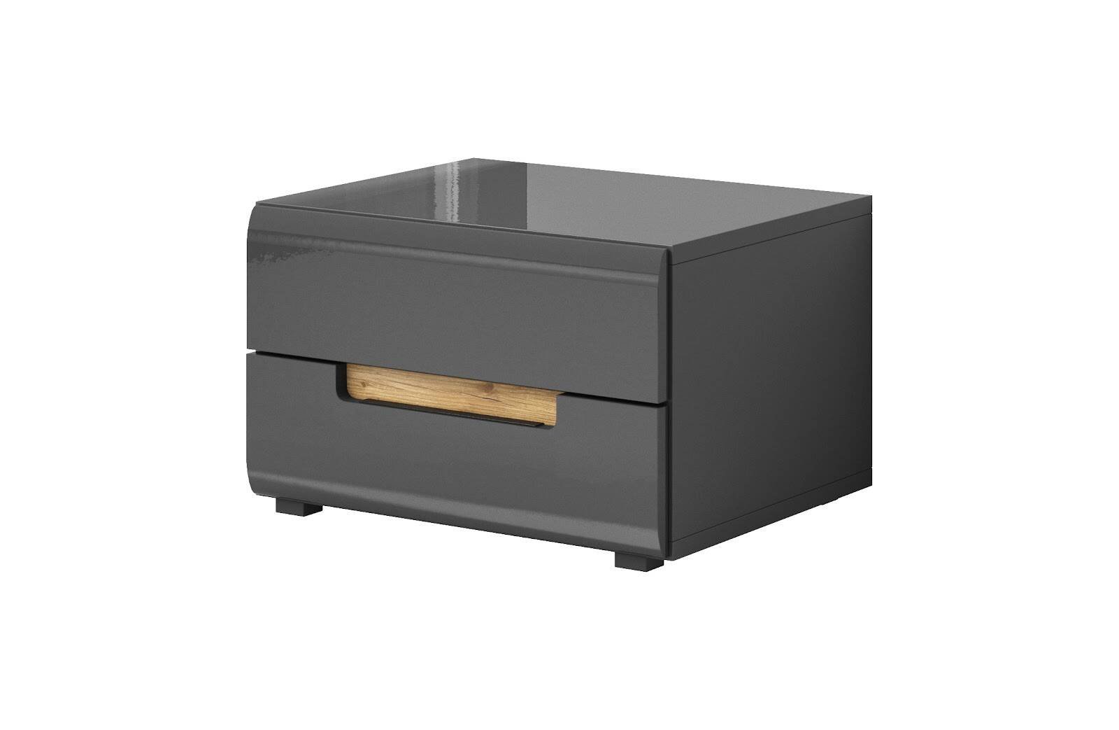 Hektor Nightstand 2 Drawers anthracite gloss / Appenzeller