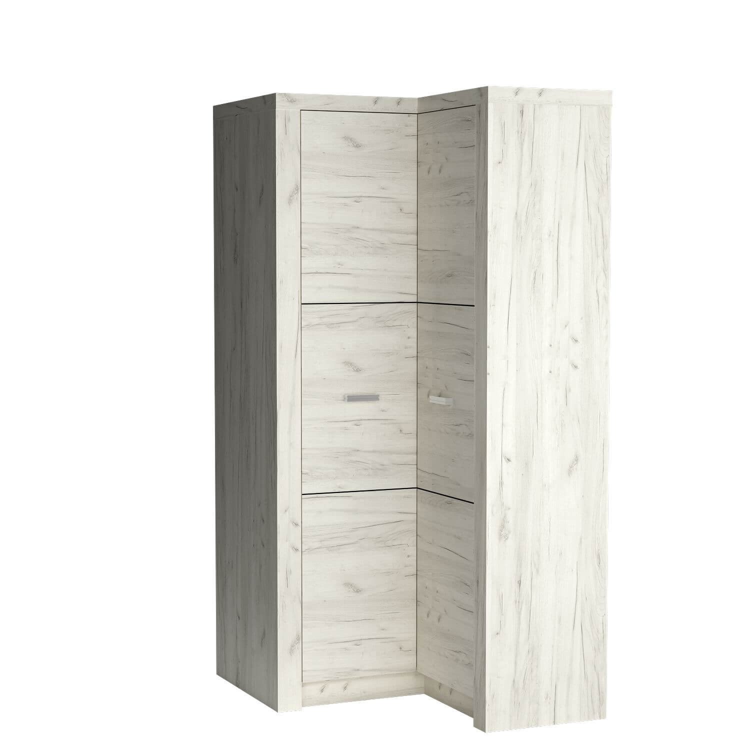 INDIANAPOLIS-14 - Two-door corner wardrobe, white, kraft pattern