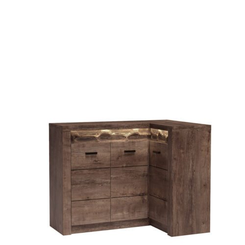 INDIANAPOLIS-15 – Corner chest of drawers with 3 doors, dark ash color