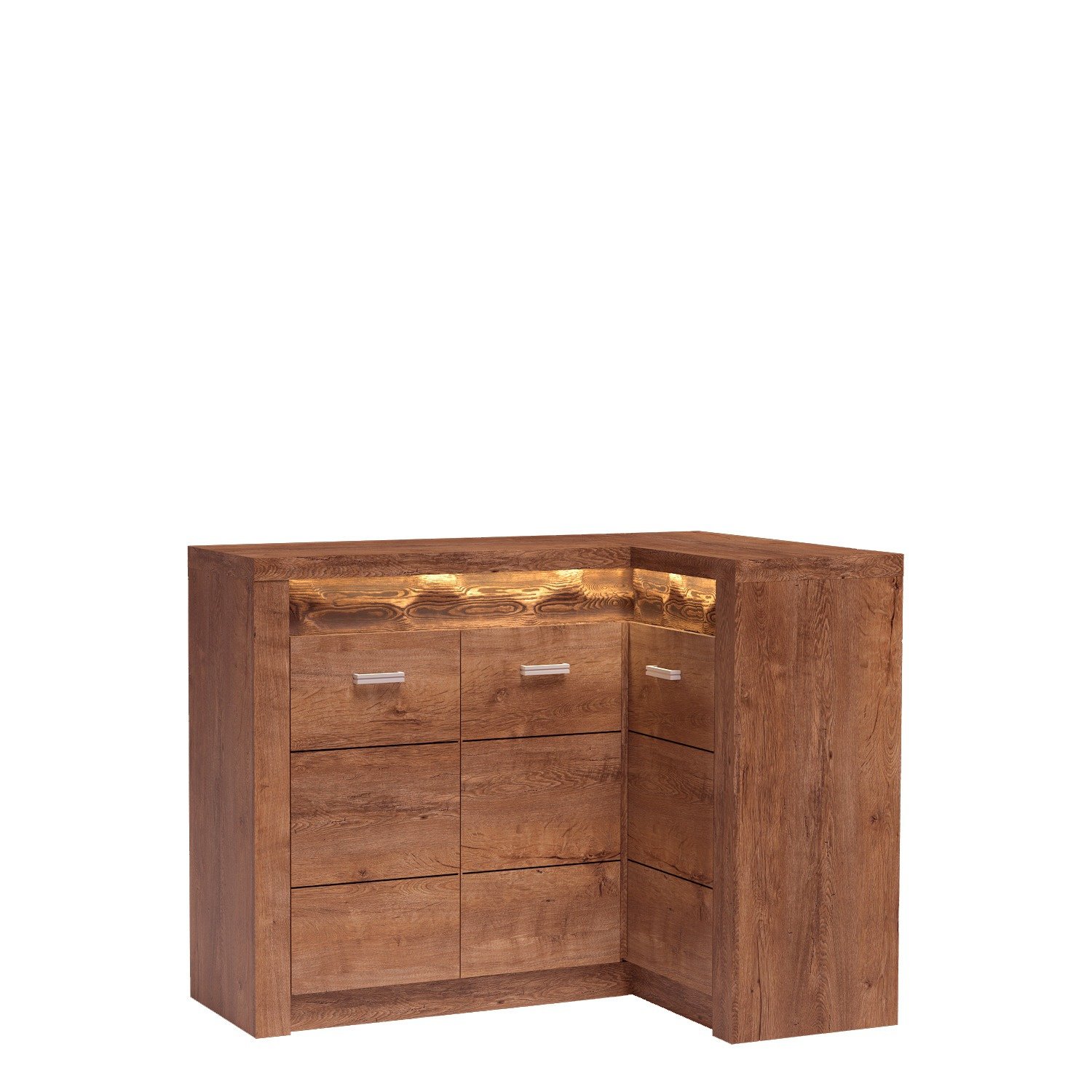 INDIANAPOLIS-15 - Corner chest of drawers with 3 doors, light ash color