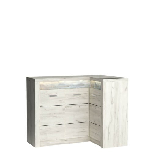 INDIANAPOLIS-15 – Corner chest of drawers with 3 doors, white, kraft pattern