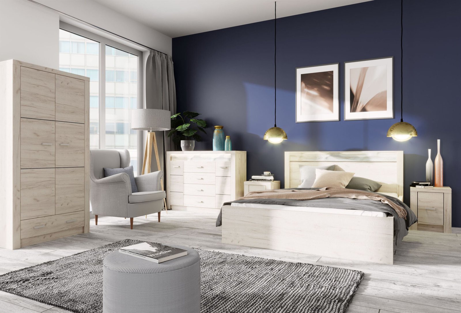 INDIANAPOLIS-24 - Single-door white Kraft style bedside table - Image 4