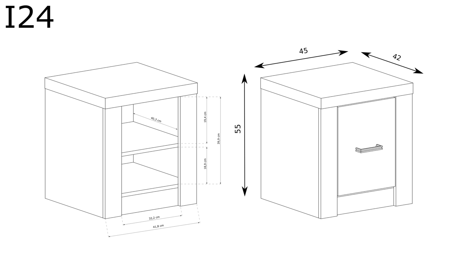INDIANAPOLIS-24 - Single-door white Kraft style bedside table - Image 2