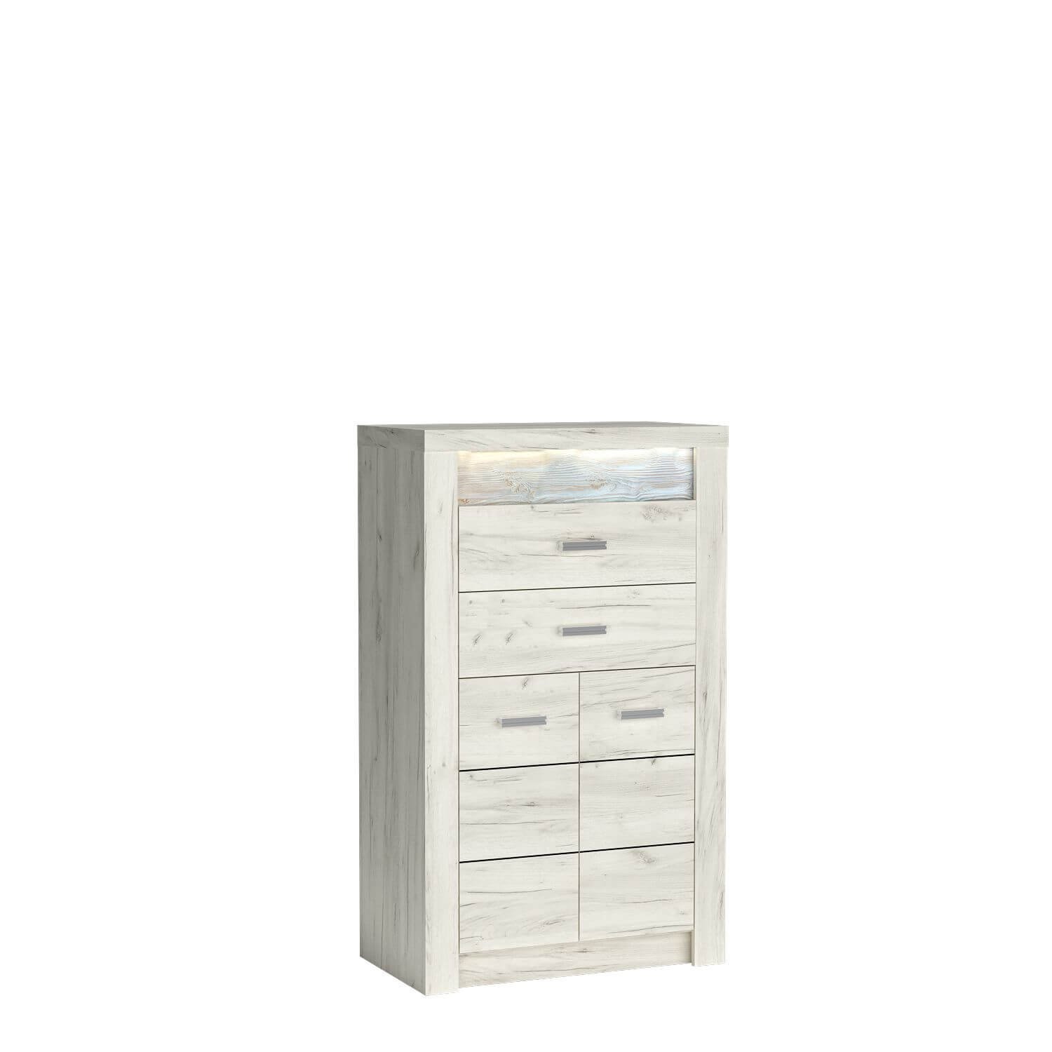 INDIANAPOLIS-6 - Chest of drawers, 2 drawers, white, kraft pattern