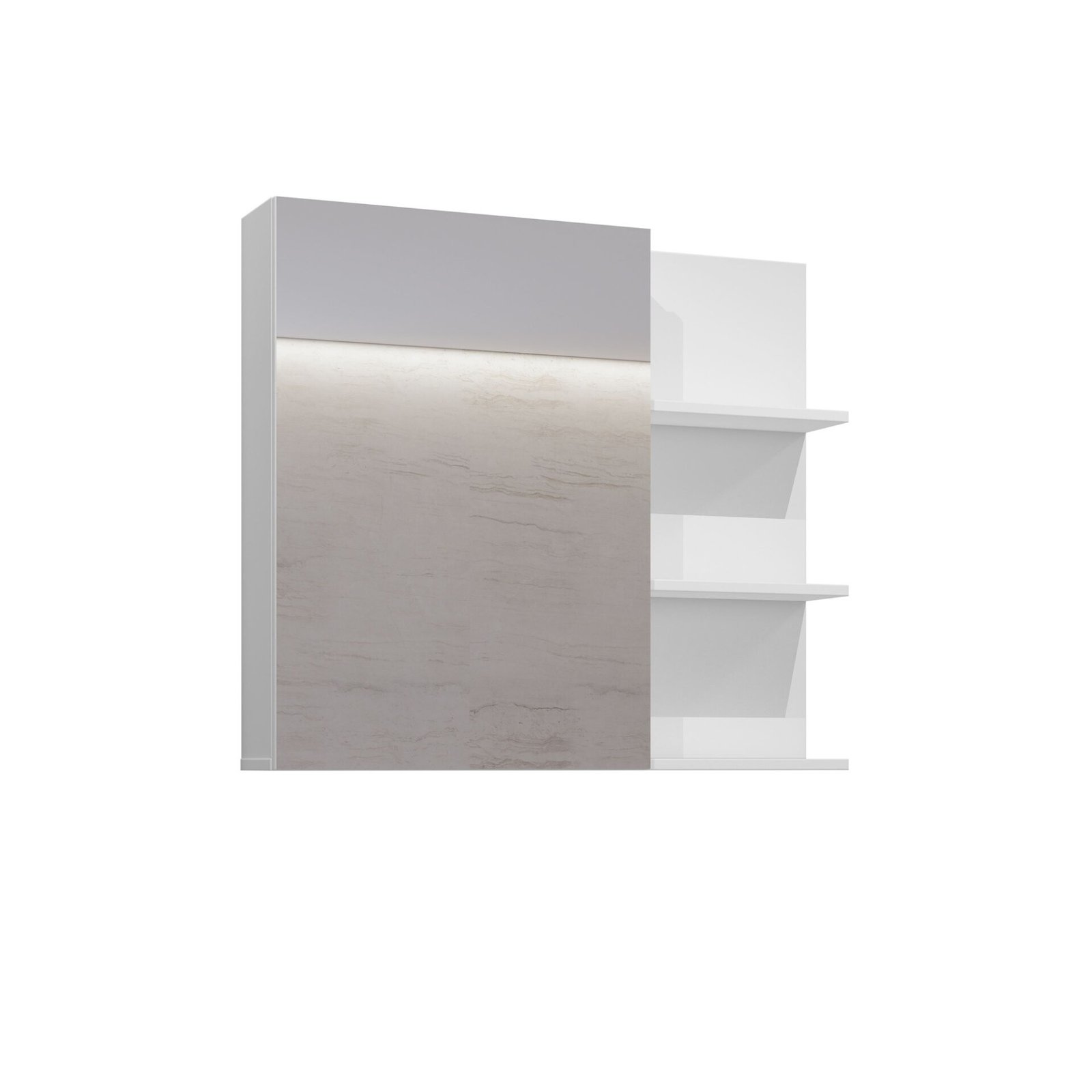 Irvine - 1-door wall cabinet with mirror, white, black, onyx, glossy white