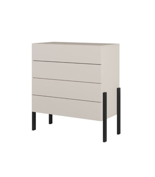 Jukon S – Chest of 4 drawers, cashmere black metal legs