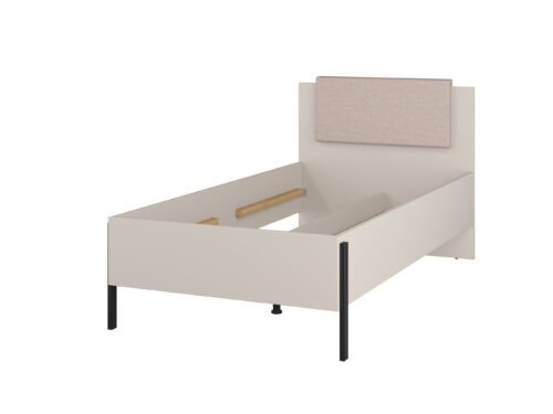 Yukon S – 100 cm bed with storage box, cashmere color, black metal legs