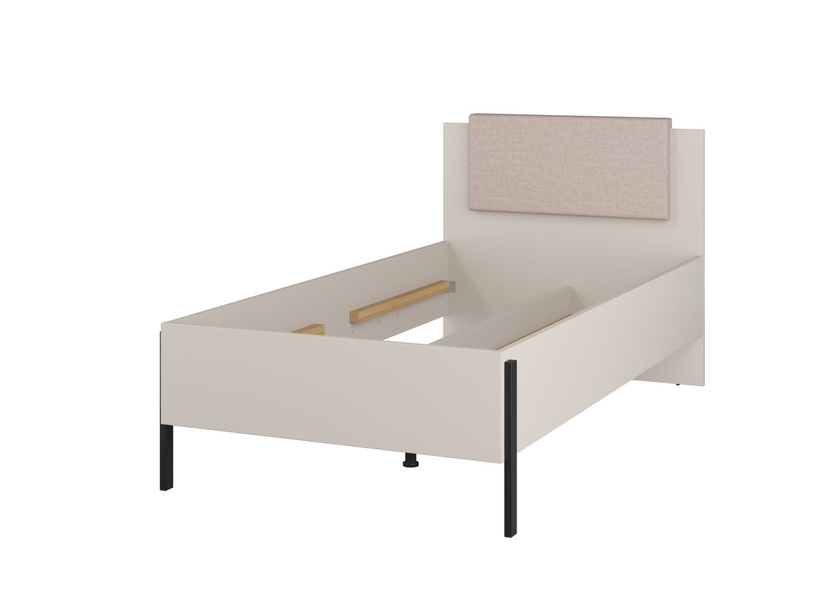 Yukon S - 100 cm bed with storage box, cashmere color, black metal legs