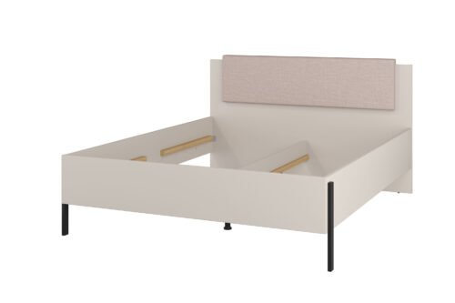 Yukon S – Bed 160 cm, cashmere color, black metal legs