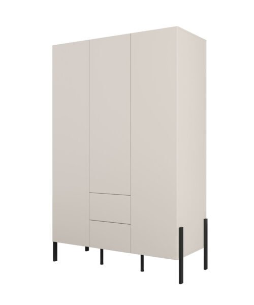 Jukon S – Wardrobe 3D2S with cashmere, black metal legs