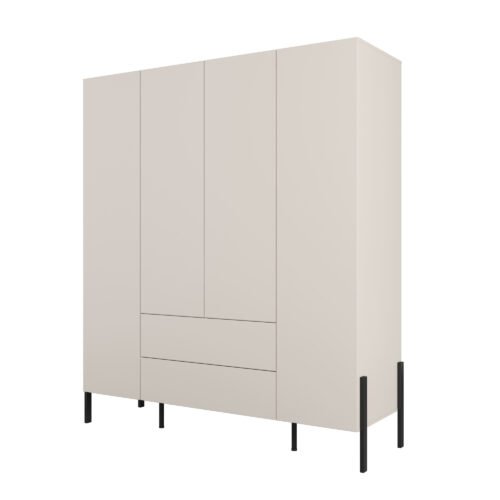 Jukon S – Wardrobe 4D2S with cashmere, black metal legs
