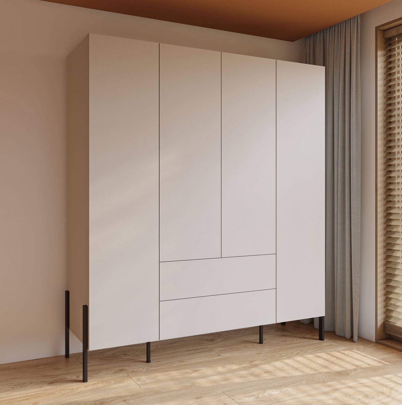 Jukon S - Wardrobe 4D2S with cashmere, black metal legs - Image 6