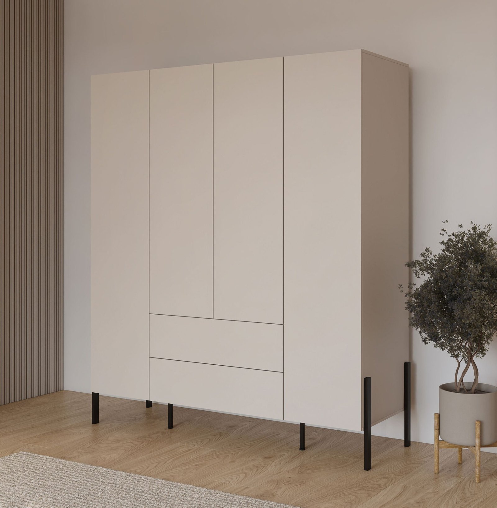Jukon S - Wardrobe 4D2S with cashmere, black metal legs - Image 5