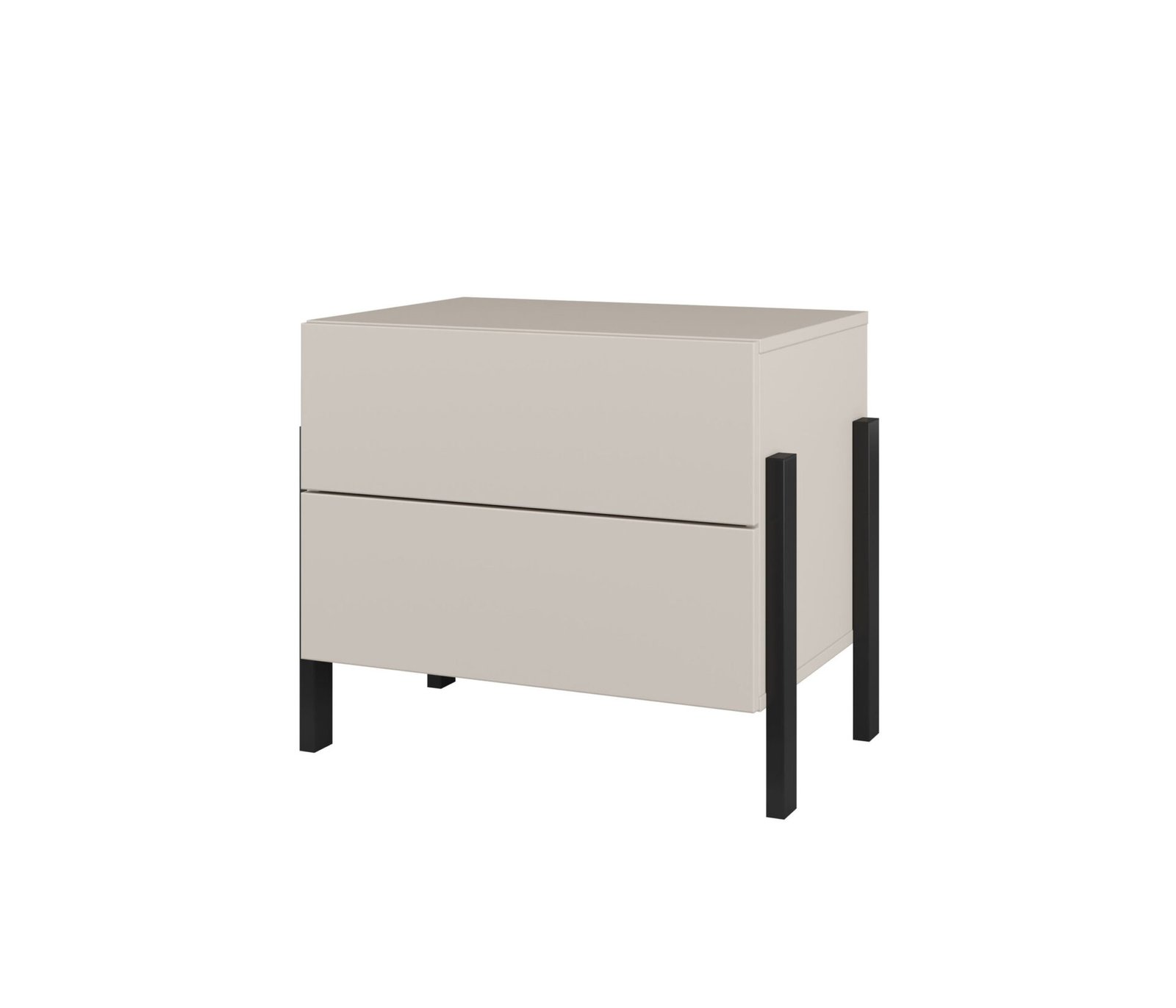 Yukon S - 2S bedside table with cashmere, black metal legs